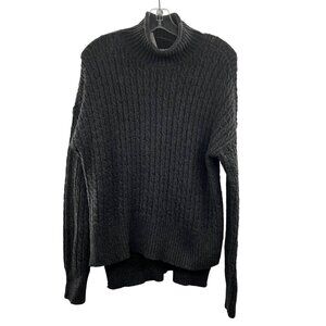 Ann Taylor Loft Cable Knit Sweater Gray Size Large Mock Neck Long Sleeve New